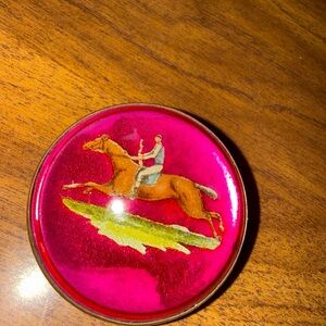 Art Glass bubble brooch pink vintage ridding horse 🐎
